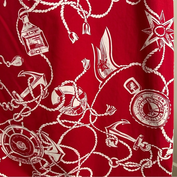 TALBOTS Vintage Red Cotton Nautical MIDI Wrap Skirt Americana Graphic Size 12 - Picture 7 of 14